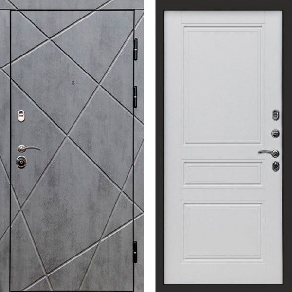 Входная дверь Termo-Door Лучи Бетон Темный - Классика белый матовый