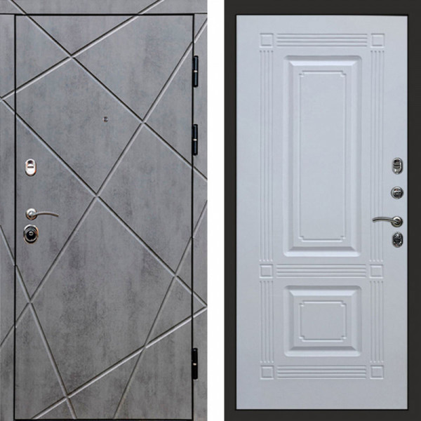 Входная дверь Termo-Door Лучи Бетон Темный - Мадрид Белый софт