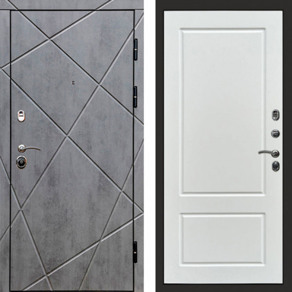 Входная дверь Termo-Door Лучи Бетон Темный - Марсель Белый софт