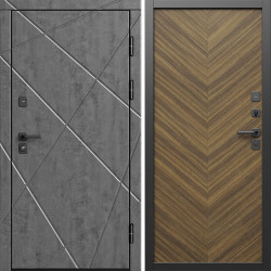 Входная дверь Termo-Door Лучи Бетон Темный - Плаза Елочка Орех