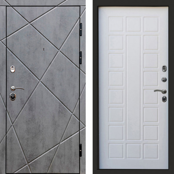 Входная дверь Termo-Door Лучи Бетон Темный - Престиж белое дерево