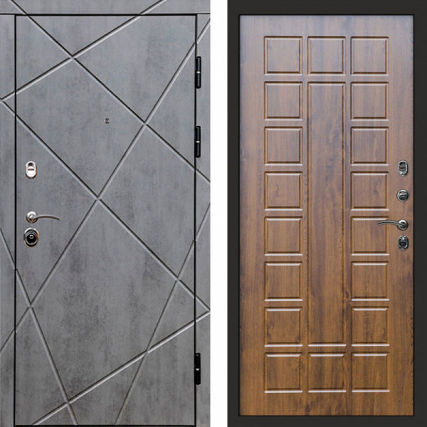 Входная дверь Termo-Door Лучи Бетон Темный - Престиж дуб