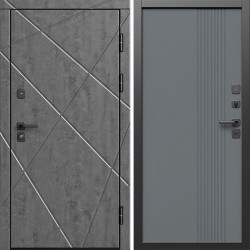 Входная дверь Termo-Door Лучи Бетон Темный - Страйп Грей Софт