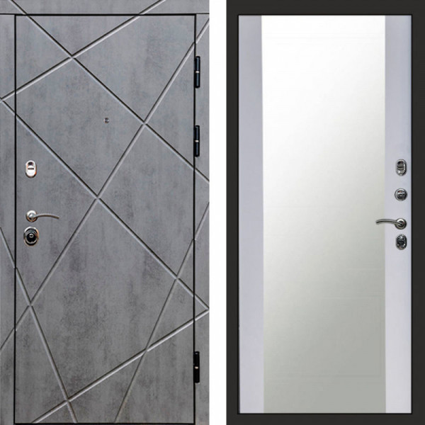 Входная дверь Termo-Door Лучи Бетон Темный - Зеркало белый софт