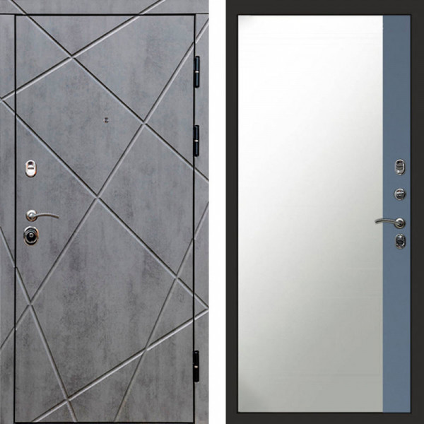Входная дверь Termo-Door Лучи Бетон Темный - Зеркало Фацет Grey софт