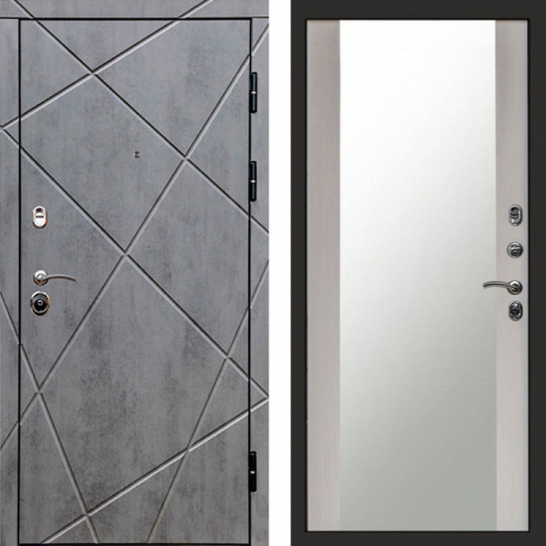 Входная дверь Termo-Door Лучи Бетон Темный - Зеркало лиственница