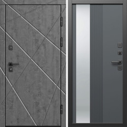 Входная дверь Termo-Door Лучи Бетон Темный - Зеркало Люмис Грей Софт
