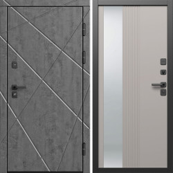 Входная дверь Termo-Door Лучи Бетон Темный - Зеркало Люмис Капучино
