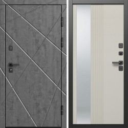 Входная дверь Termo-Door Лучи Бетон Темный - Зеркало Люмис Соновая Кость