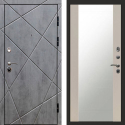 Входная дверь Termo-Door Лучи Бетон Темный - Зеркало Слоновая кость