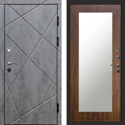 Входная дверь Termo-Door Лучи Бетон Темный - Зеркало Триумф дуб