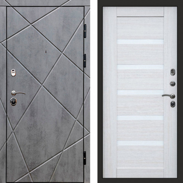Входная дверь Termo-Door Лучи Бетон Темный - Зеркало Триумф Царга лиственница 4500 / 5500