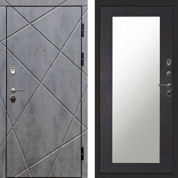 Входная дверь Termo-Door Лучи Бетон Темный - Зеркало Триумф венге