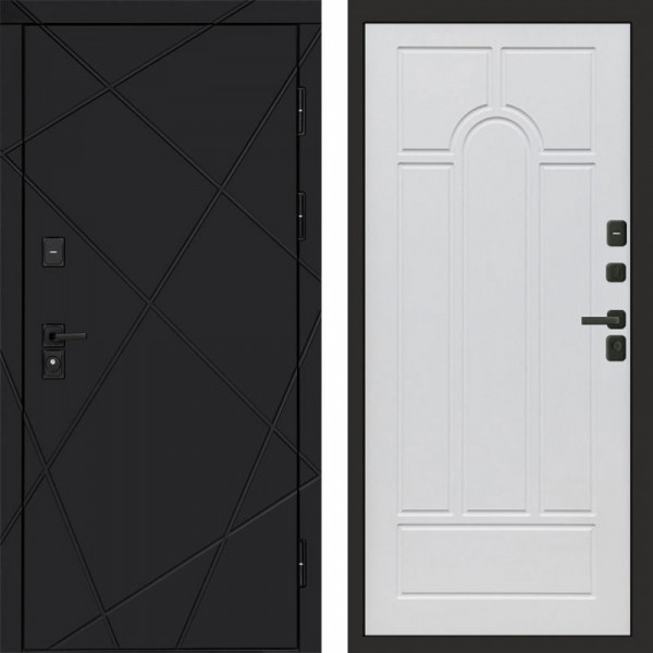 Входная дверь Termo-Door Лучи Black - Арка белое дерево