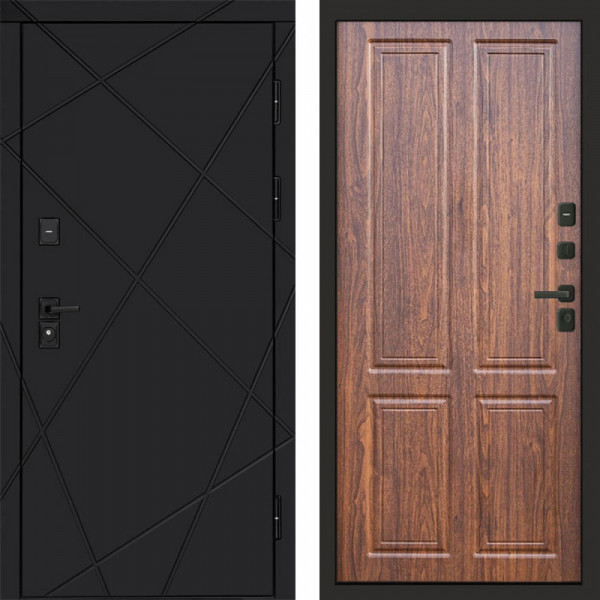 Входная дверь Termo-Door Лучи Black - Без серии Орех стандарт