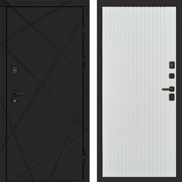 Входная дверь Termo-Door Лучи Black - Flat Белый софт
