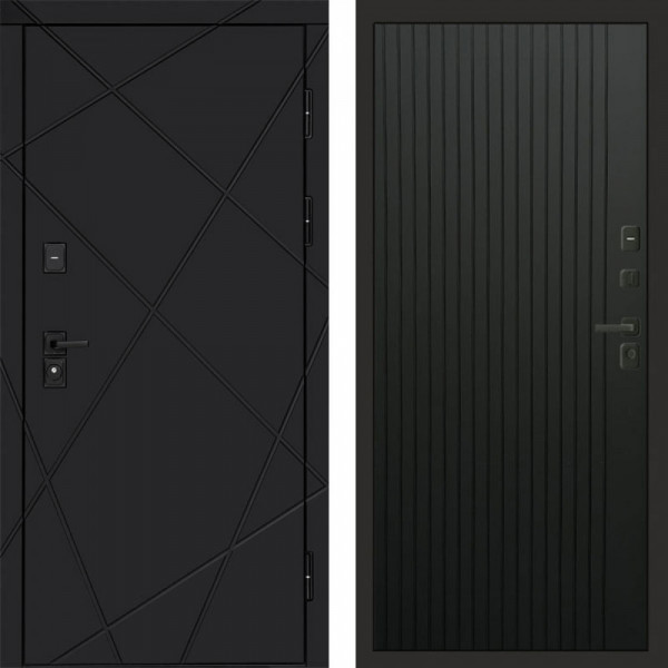 Входная дверь Termo-Door Лучи Black - Flat Черный кварц
