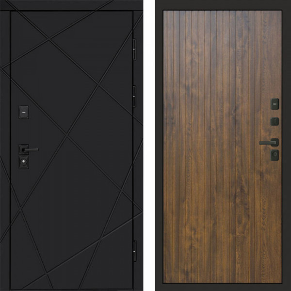 Входная дверь Termo-Door Лучи Black - Flat Дуб