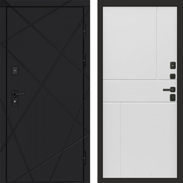 Входная дверь Termo-Door Лучи Black - Горизонт белый