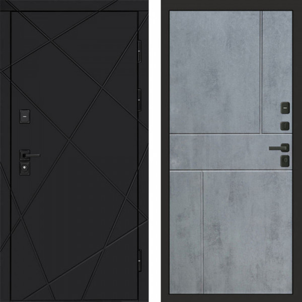 Входная дверь Termo-Door Лучи Black - Горизонт бетон темный