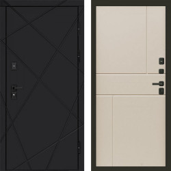 Входная дверь Termo-Door Лучи Black - Горизонт Слоновая кость
