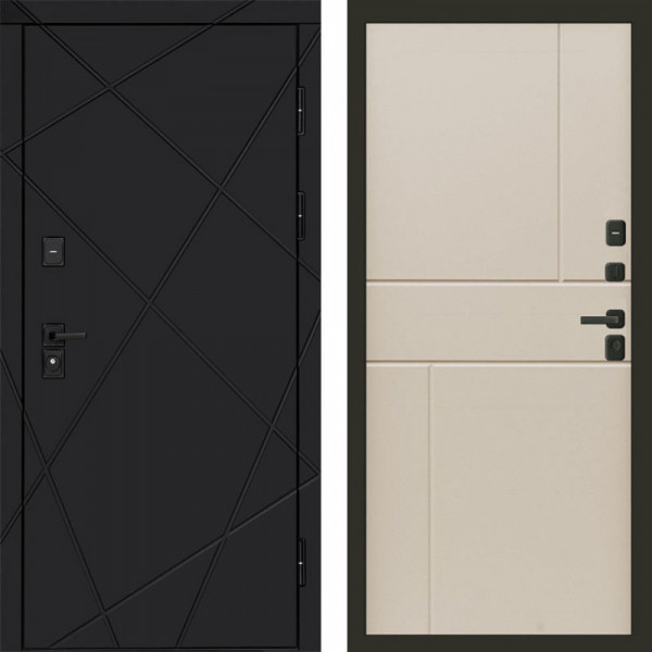 Входная дверь Termo-Door Лучи Black - Горизонт Слоновая кость