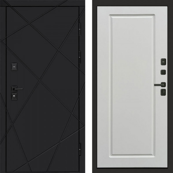 Входная дверь Termo-Door Лучи Black - Гранд Белый софт