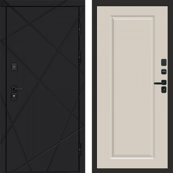 Входная дверь Termo-Door Лучи Black - Гранд Слоновая кость