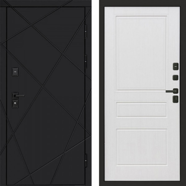 Входная дверь Termo-Door Лучи Black - Классика белое дерево