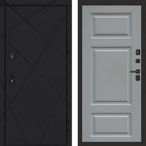 Входная дверь Termo-Door Лучи Black - Лион Grey софт