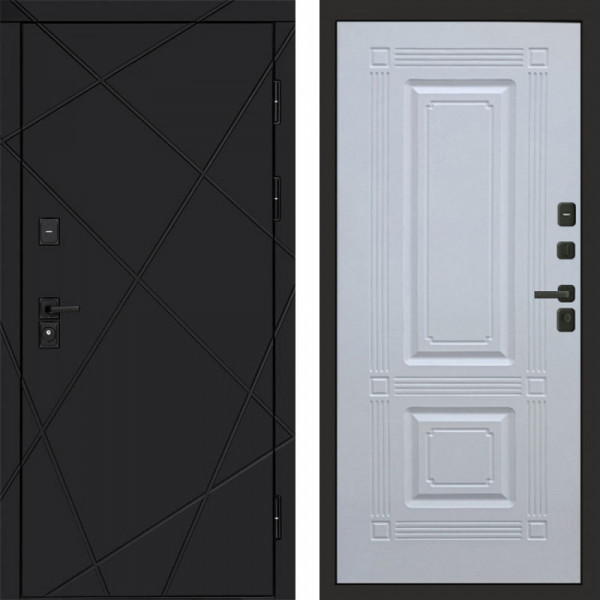 Входная дверь Termo-Door Лучи Black - Мадрид Белый софт