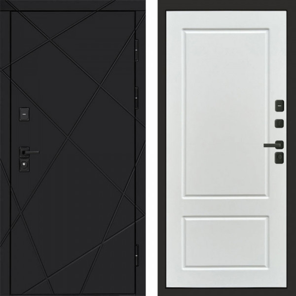 Входная дверь Termo-Door Лучи Black - Марсель Белый софт
