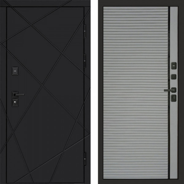 Входная дверь Termo-Door Лучи Black - Porte Grey софт