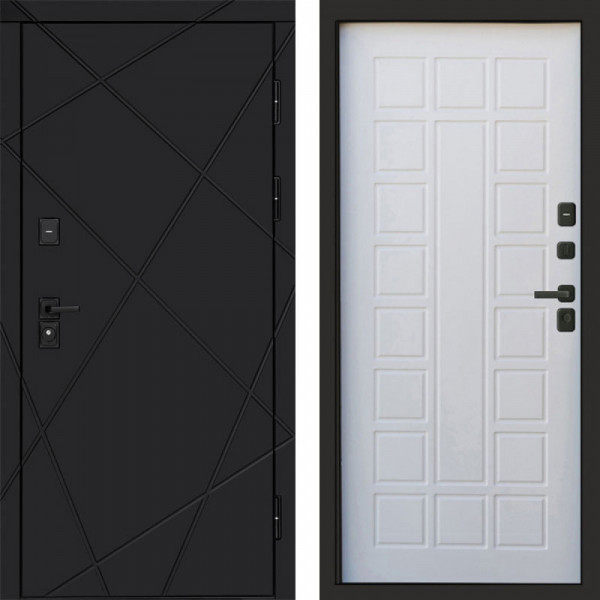 Входная дверь Termo-Door Лучи Black - Престиж белое дерево