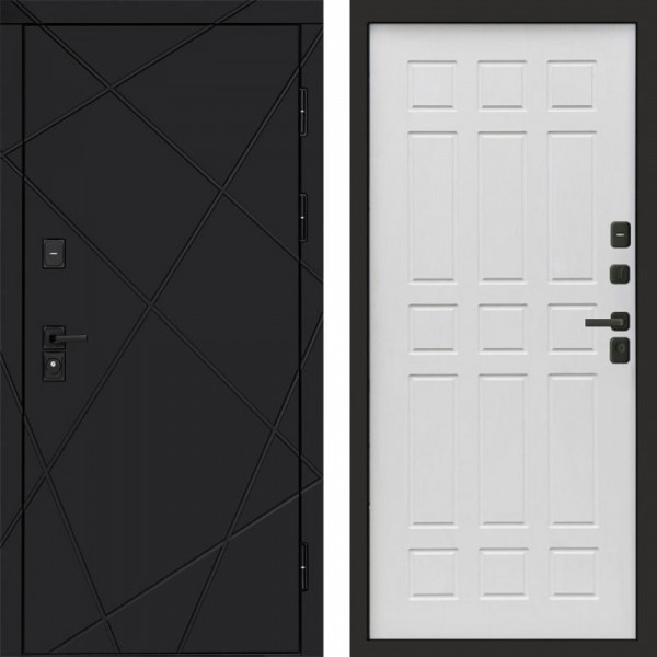 Входная дверь Termo-Door Лучи Black - Спарта белое дерево