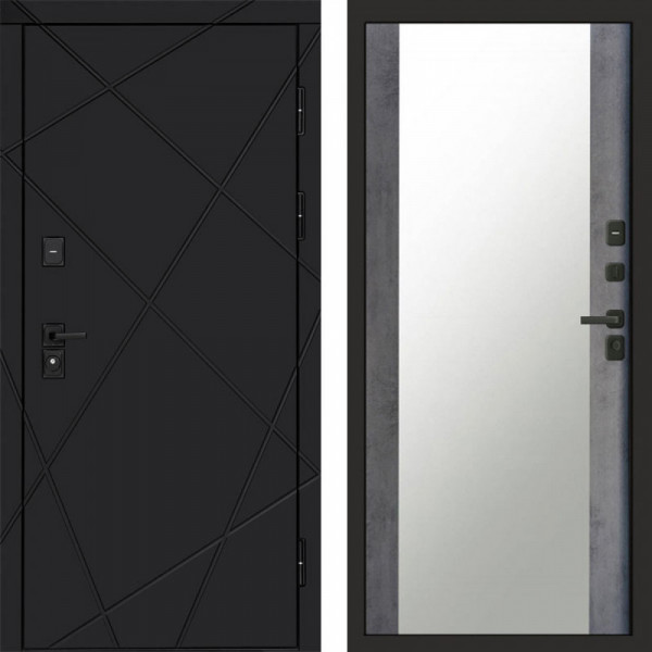 Входная дверь Termo-Door Лучи Black - Зеркало бетон темный