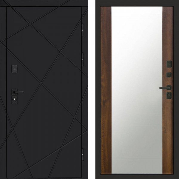 Входная дверь Termo-Door Лучи Black - Зеркало дуб