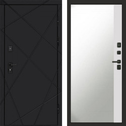 Входная дверь Termo-Door Лучи Black - Зеркало Фацет Белый софт