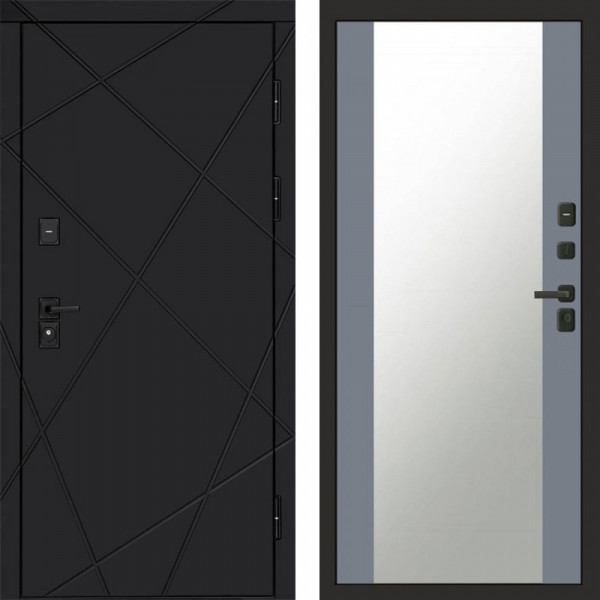 Входная дверь Termo-Door Лучи Black - Зеркало Grey Софт