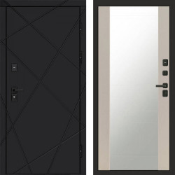 Входная дверь Termo-Door Лучи Black - Зеркало Слоновая кость
