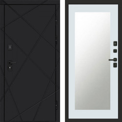 Входная дверь Termo-Door Лучи Black - Зеркало Триумф Белый софт