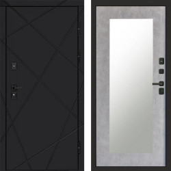 Входная дверь Termo-Door Лучи Black - Зеркало Триумф бетон светлый