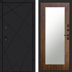 Входная дверь Termo-Door Лучи Black - Зеркало Триумф дуб