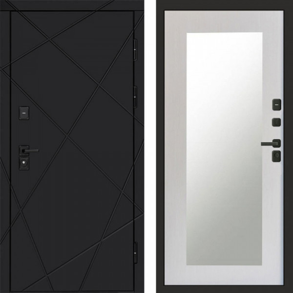 Входная дверь Termo-Door Лучи Black - Зеркало Триумф лиственница