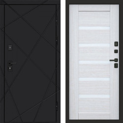 Входная дверь Termo-Door Лучи Black - Зеркало Триумф Царга лиственница 4500 / 5500