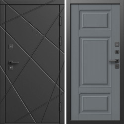 Входная дверь Termo-Door Лучи Блэк - Лион Grey софт