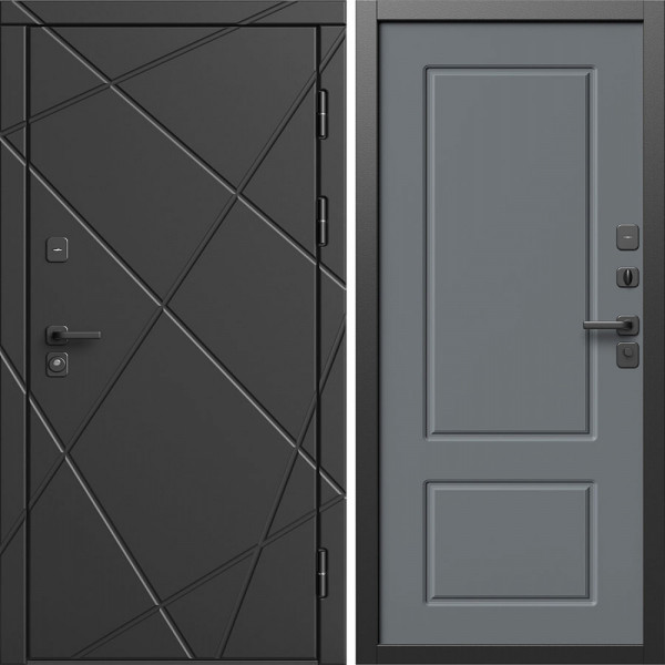 Входная дверь Termo-Door Лучи Блэк - Марсель Grey софт