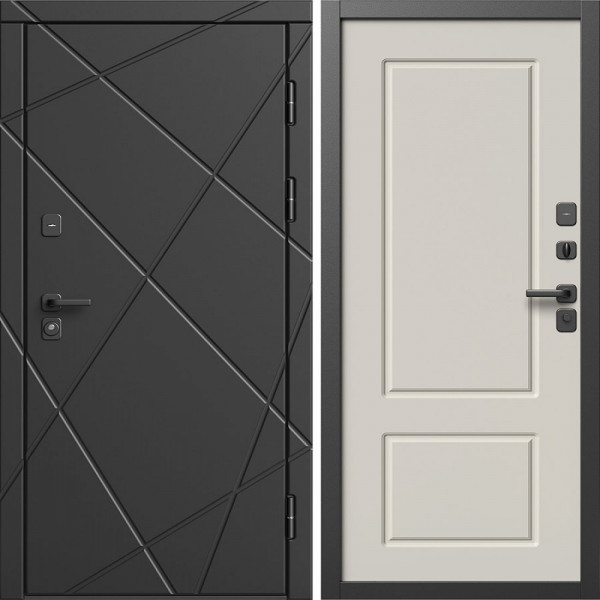 Входная дверь Termo-Door Лучи Блэк - Марсель Слоновая кость