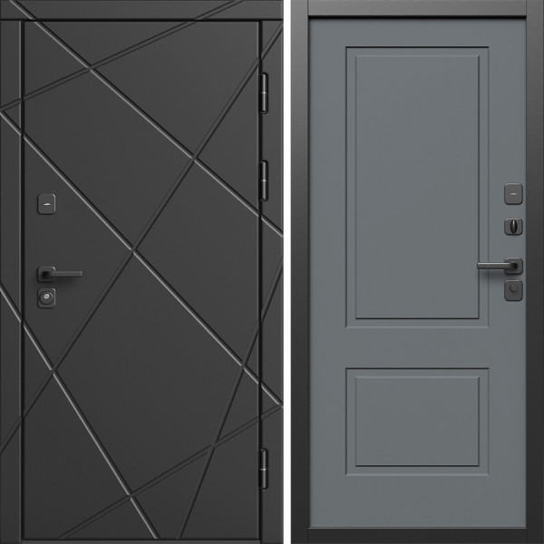 Входная дверь Termo-Door Лучи Блэк - Нео Классика Грей Софт