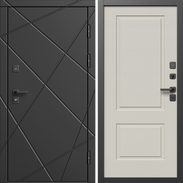 Входная дверь Termo-Door Лучи Блэк - Нео Классика Слоновая Кость